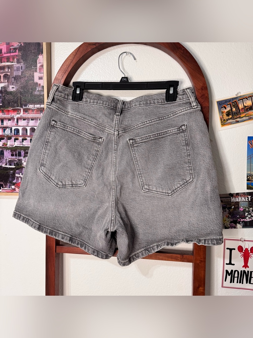 Abercrombie and Fitch Denim Grey The Dad Shorts Curve Love - Picture 3 of 3
